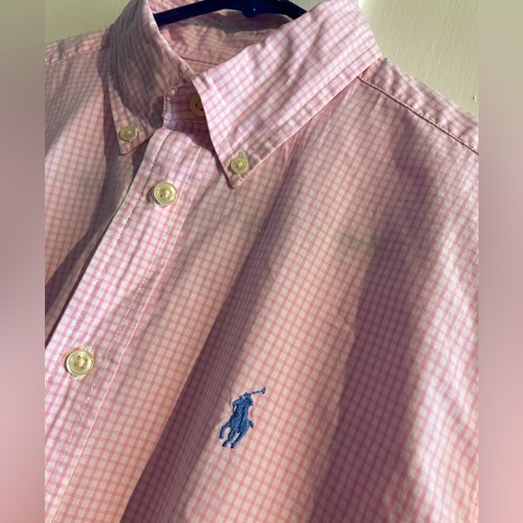 Boys Gingham Polo Long-sleeve (20 yrs ) - Picture 4 of 4
